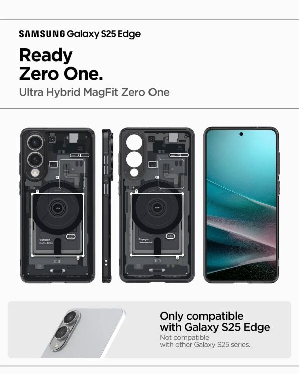Защитный чехол Spigen (SGP) Ultra Hybrid Zero One (MagFit) для Samsung Galaxy S25 Edge (S937) ACS09415 - Black: фото 9 из 13