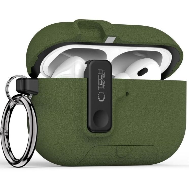 Защитный чехол Tech-Protect Slim Hook для AirPods Pro 3 - Olive Green (390147G) Защитный чехол Tech-Protect Slim Hook для AirPods Pro 3 - Olive Green: фото 2 из 10
