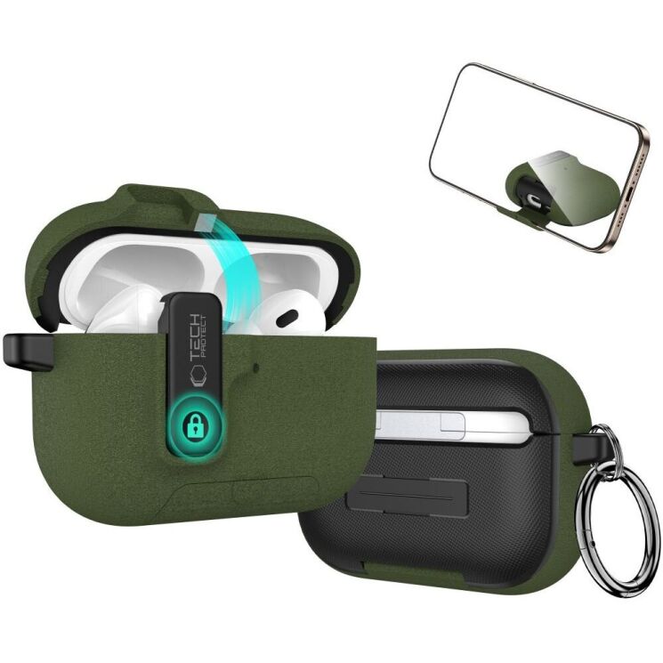 Защитный чехол Tech-Protect Slim Hook для AirPods Pro 3 - Olive Green (390147G) Защитный чехол Tech-Protect Slim Hook для AirPods Pro 3 - Olive Green: фото 4 из 10