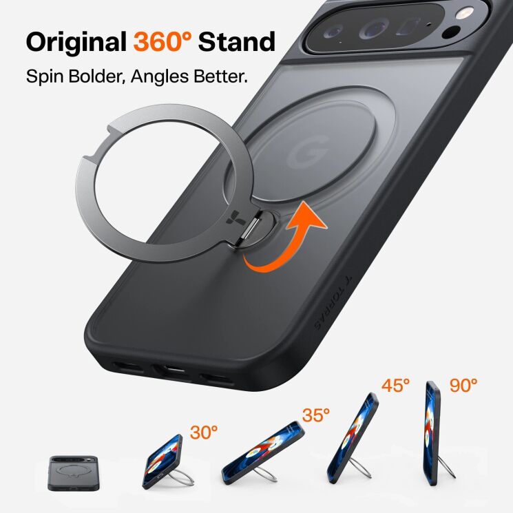 Защитный чехол TORRAS Ostand Q3 Spin (with MagSafe) для Google Pixel 10 Pro XL - Black: фото 3 из 8