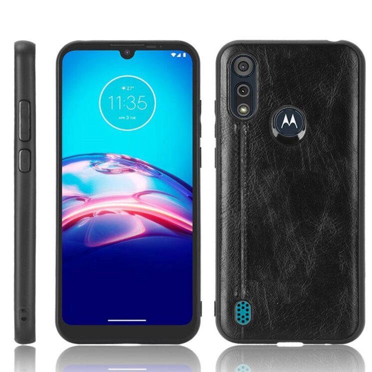 Защитный чехол UniCase Leather Series для Motorola Moto E6S / Moto E6i - Black: фото 1 из 9