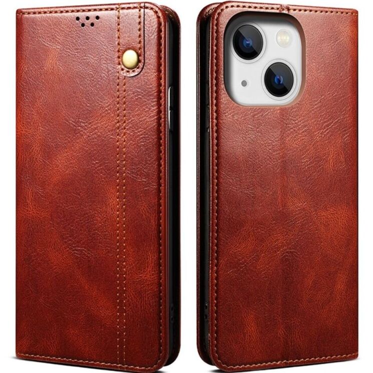 Защитный чехол UniCase Leather Wallet для Apple iPhone 15 - Brown: фото 1 из 9