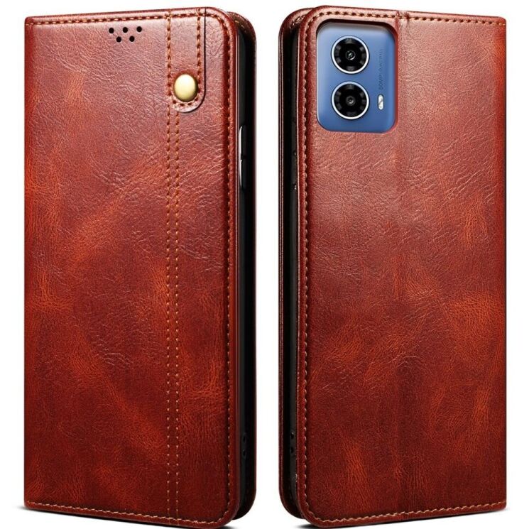 Защитный чехол UniCase Leather Wallet для Motorola Moto G85 - Brown: фото 1 из 6