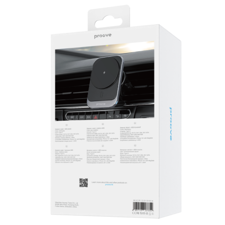 Автомобільний тримач з бездротовою зарядкою Proove Square Magnetic Pro 15W - Gray: фото 3 з 4