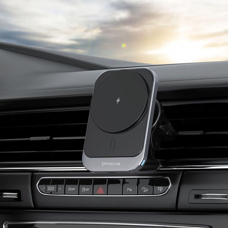 Автомобільний тримач з бездротовою зарядкою Proove Square Magnetic Pro 15W - Gray: фото 4 з 4