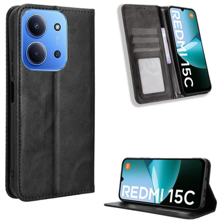 Чохол Deexe Retro Style для Xiaomi Redmi 15C / Poco C85 - Black: фото 2 з 18