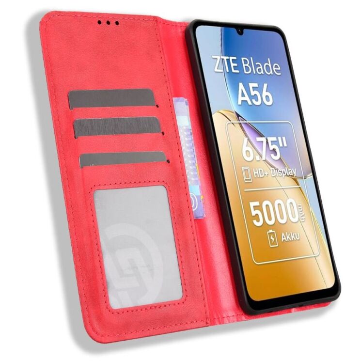Чехол-книжка Deexe Retro Style для ZTE Blade A56 - Red: фото 6 из 18