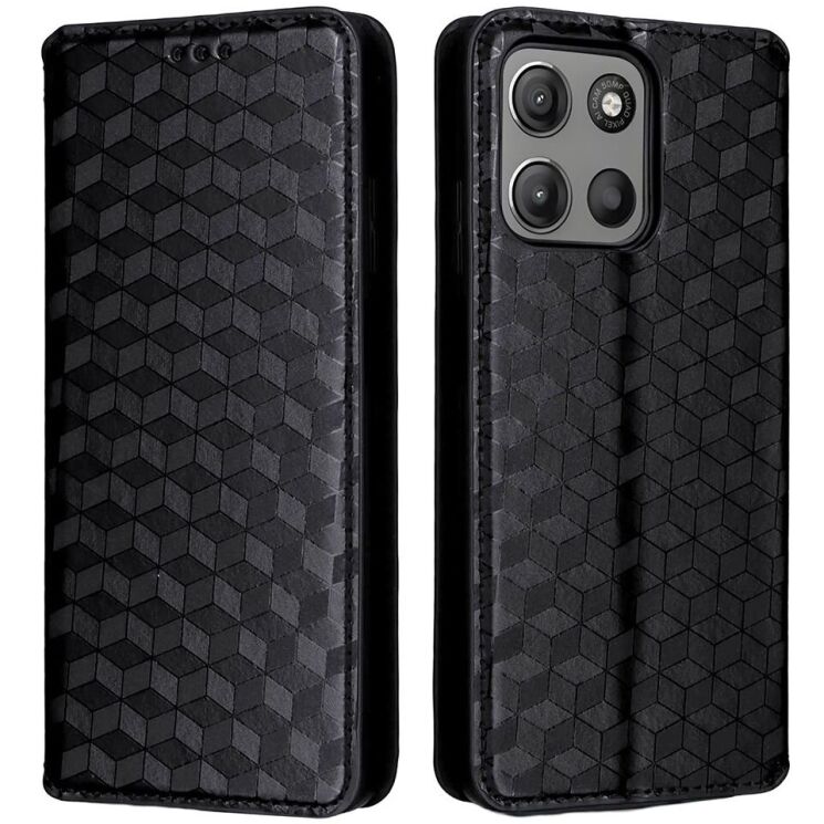 Чехол Deexe Rhombus Book для Motorola Moto G15 / G15 Power - Black: фото 1 из 10