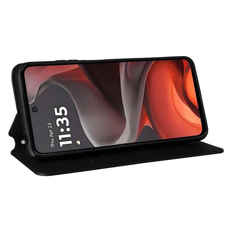 Чехол Deexe Rhombus Book для Motorola Moto G15 / G15 Power - Black: фото 3 из 10