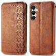Чехол Deexe Rhombus Wallet для Samsung Galaxy A35 (A356) - Brown (348086Z)