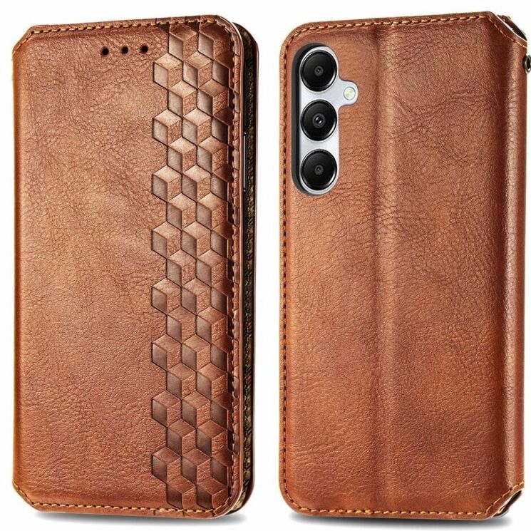 Чехол Deexe Rhombus Wallet для Samsung Galaxy A35 (A356) - Brown: фото 1 из 6