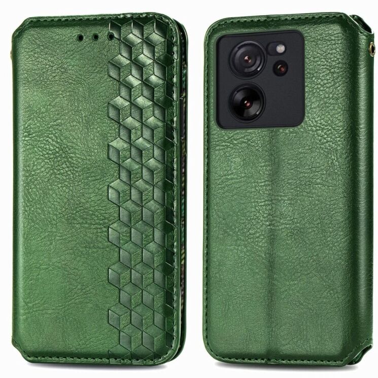 Чохол Deexe Rhombus Wallet для Xiaomi 13T / 13T Pro - Green: фото 1 з 10