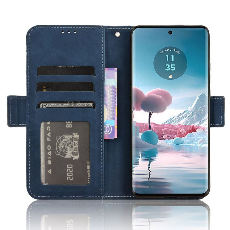 Чохол Deexe Wallet Stand для Motorola Edge 40 Neo - Blue: фото 3 з 7
