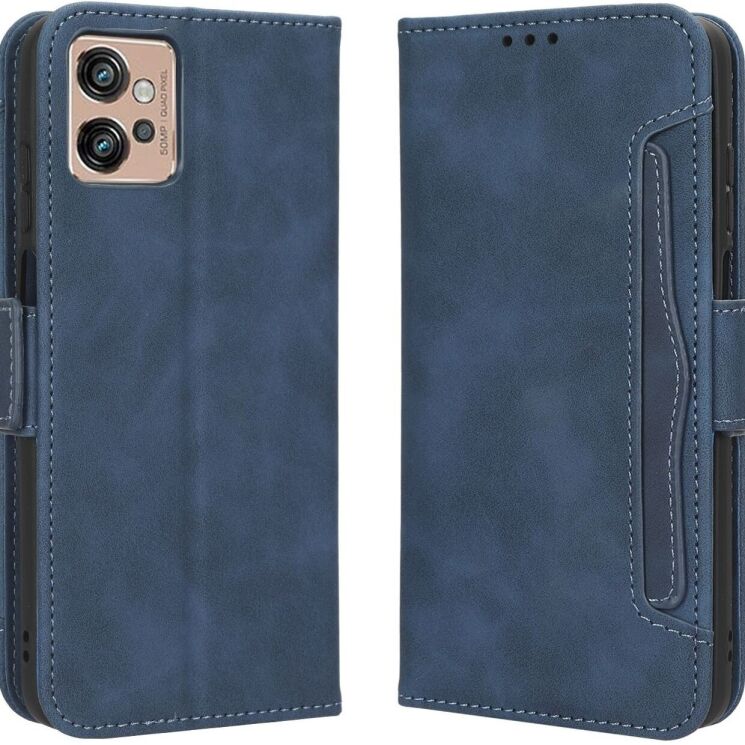 Чохол Deexe Wallet Stand для Motorola Moto G32 - Blue: фото 1 з 5