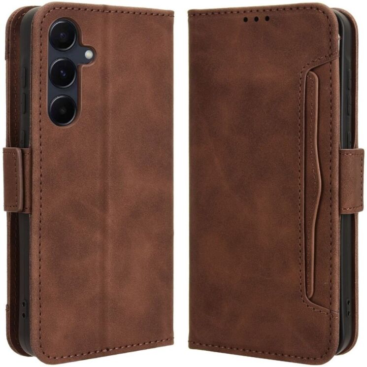 Чехол Deexe Wallet Stand для Samsung Galaxy A35 (A356) - Brown: фото 1 из 7