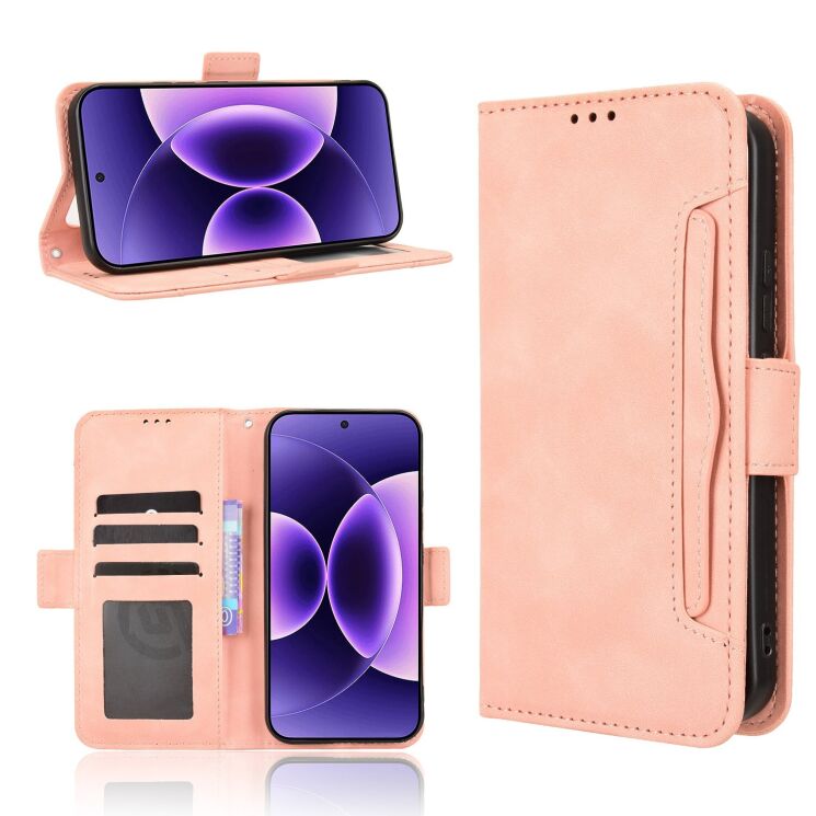 Чехол-книжка с кармашками Deexe Wallet Stand для Xiaomi 17 Pro - Pink (390711P) Чехол-книжка с кармашками Deexe Wallet Stand для Xiaomi 17 Pro - Pink: фото 7 из 15