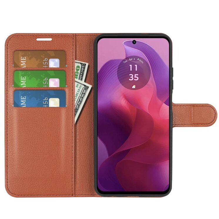 Чехол-книжка Deexe Book Type для Motorola Moto G24 / G04 / G04s / E14 - Brown: фото 2 из 8