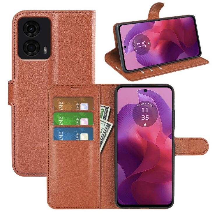 Чехол-книжка Deexe Book Type для Motorola Moto G24 / G04 / G04s / E14 - Brown: фото 6 из 8