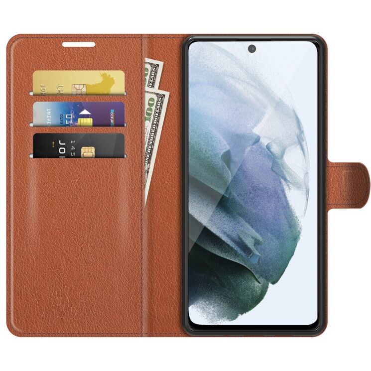 Чехол-книжка Deexe Book Type для Samsung Galaxy S21 FE (G990) - Brown: фото 5 из 8