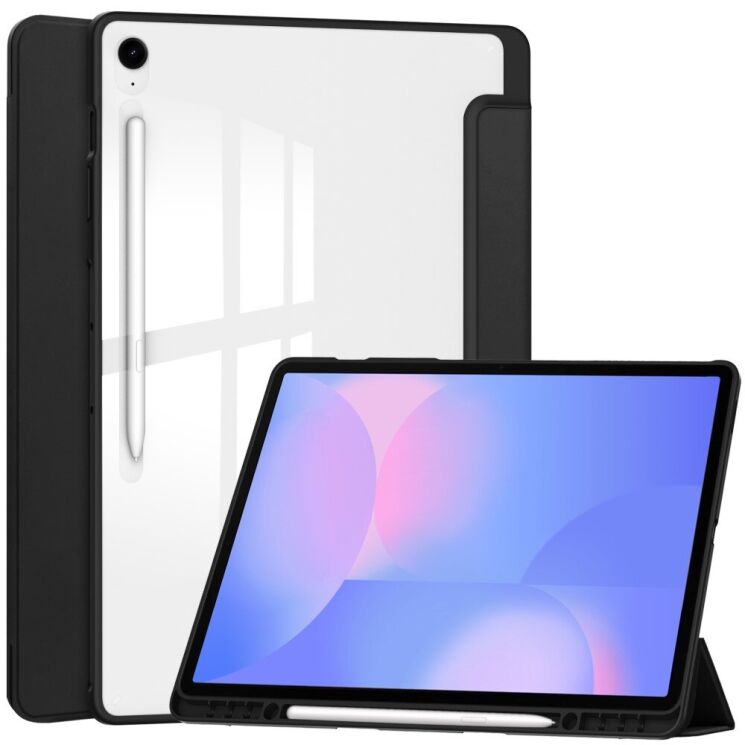 Чехол-книжка Deexe Crystal Back для Samsung Galaxy Tab S10 FE Plus - Black: фото 1 из 8