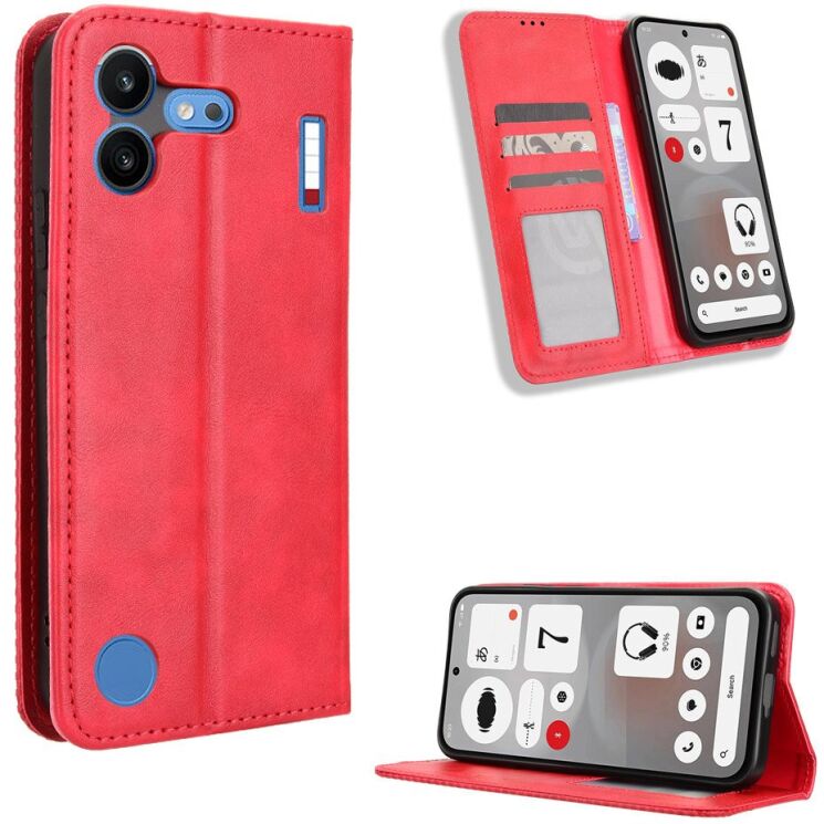 Чохол-книжка Deexe Retro Style для Nothing Phone (4b) - Red (218407R) Чохол-книжка Deexe Retro Style для Nothing Phone (4b) - Red: фото 2 з 17