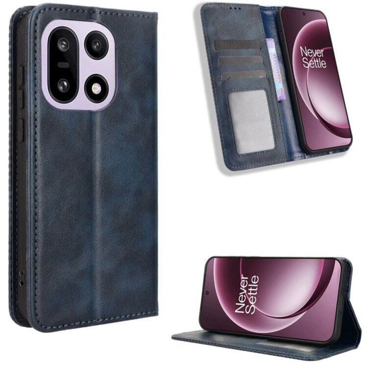 Чехол-книжка Deexe Retro Style для OnePlus 15 - Blue: фото 2 из 16