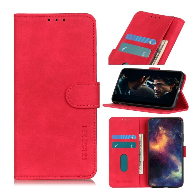 Чехол-книжка с застежкой KHAZNEH Retro Wallet для Google Pixel 5 - Red: фото 1 из 11