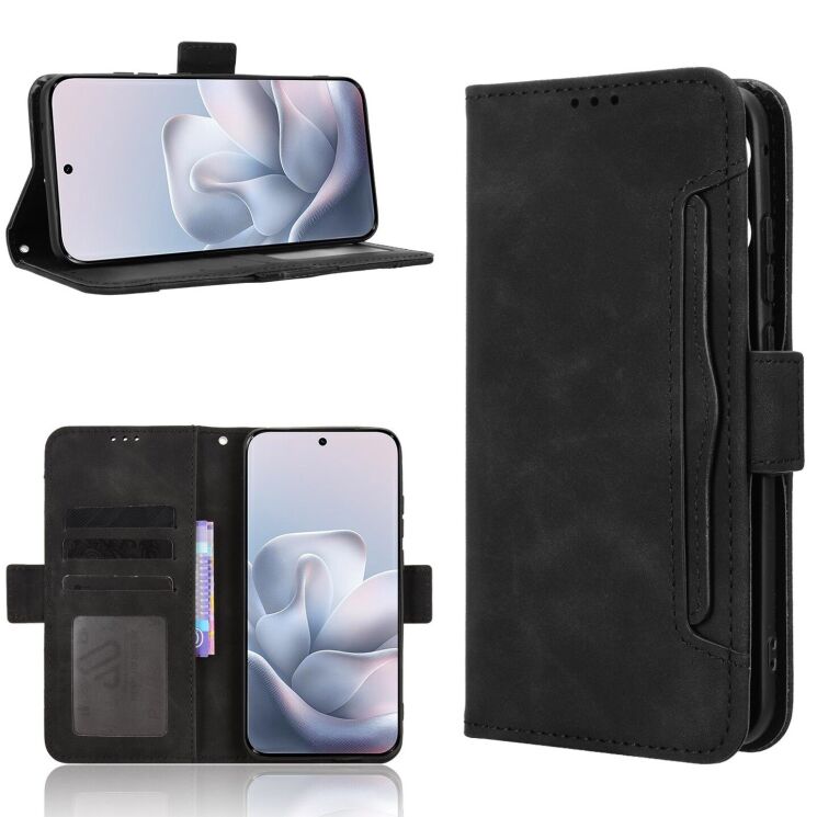 Чехол-книжка с карманами Deexe Wallet Stand для Motorola Edge 70 Fusion - Black: фото 8 из 15
