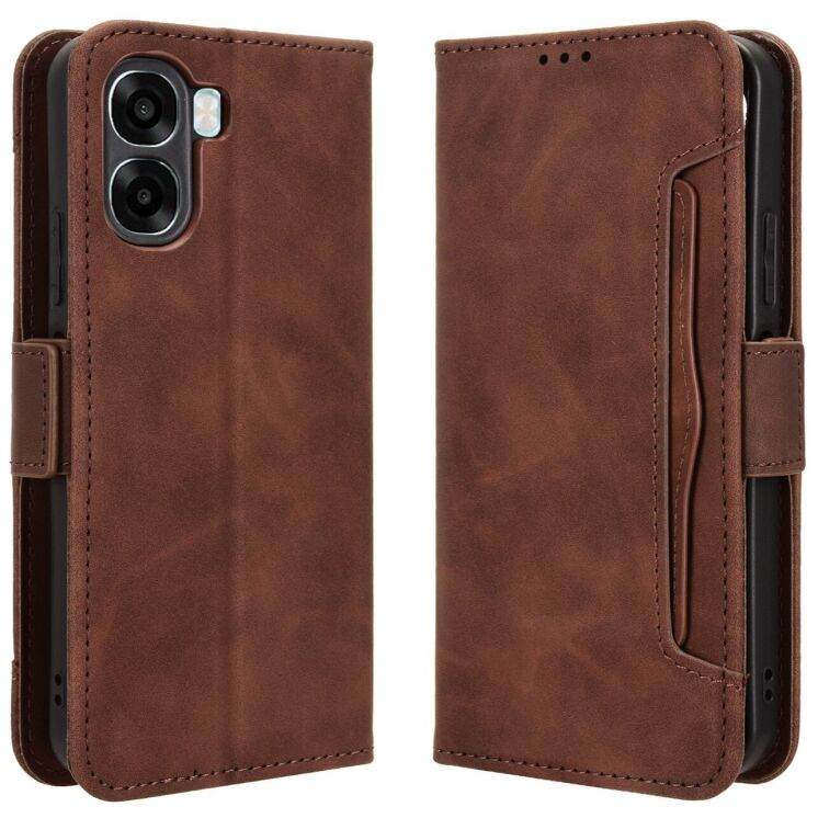 Чохол-книжка з кишеньками Deexe Wallet Stand для OPPO A6x - Brown: фото 1 з 16