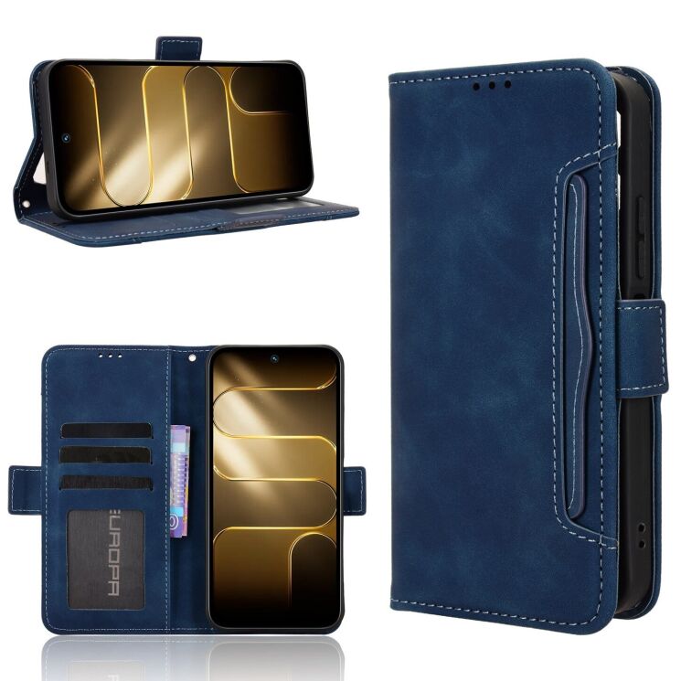 Чехол-книжка с карманами Deexe Wallet Stand для TECNO Spark 50 - Blue: фото 8 из 17