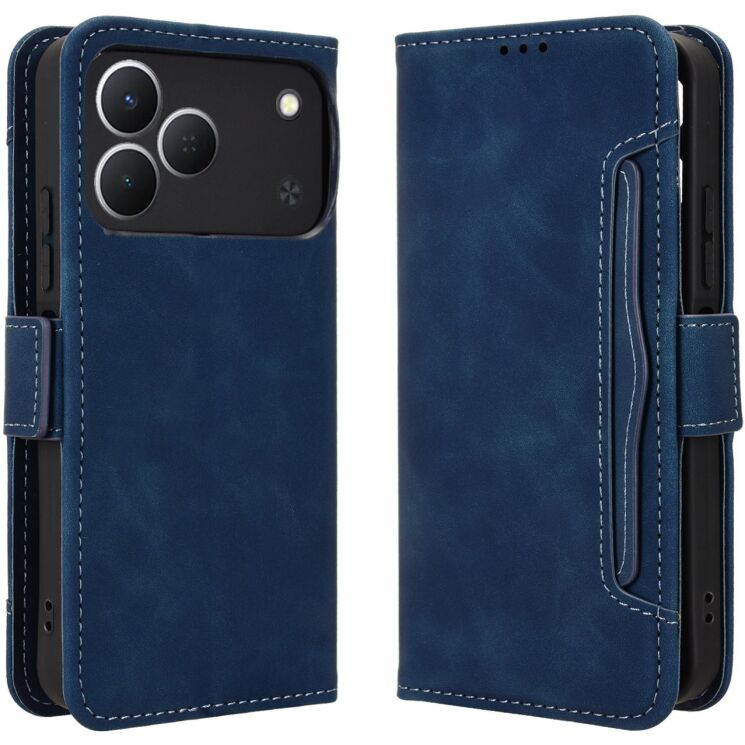 Чехол-книжка с карманами Deexe Wallet Stand для TECNO Spark 50 - Blue: фото 1 из 17