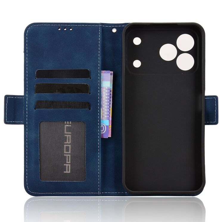 Чехол-книжка с карманами Deexe Wallet Stand для TECNO Spark 50 - Blue: фото 4 из 17