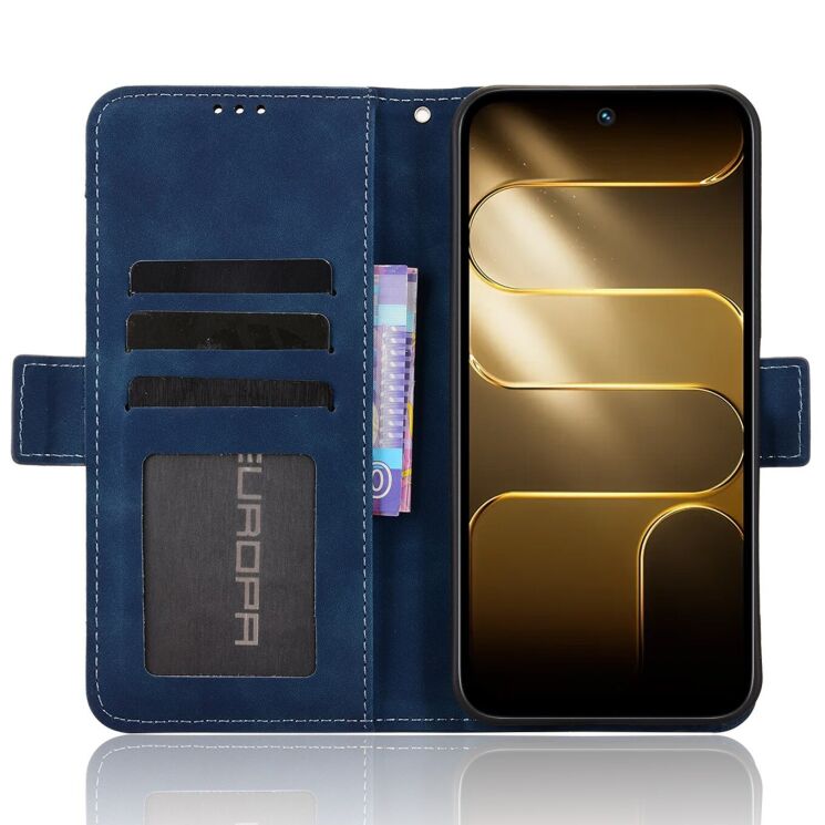 Чехол-книжка с карманами Deexe Wallet Stand для TECNO Spark 50 - Blue: фото 5 из 17