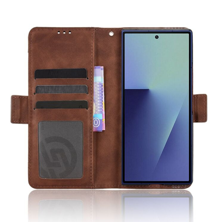 Чехол-книжка с карманами Deexe Wallet Stand (FF) для Samsung Galaxy Fold 8 Ultra - Brown: фото 2 из 8