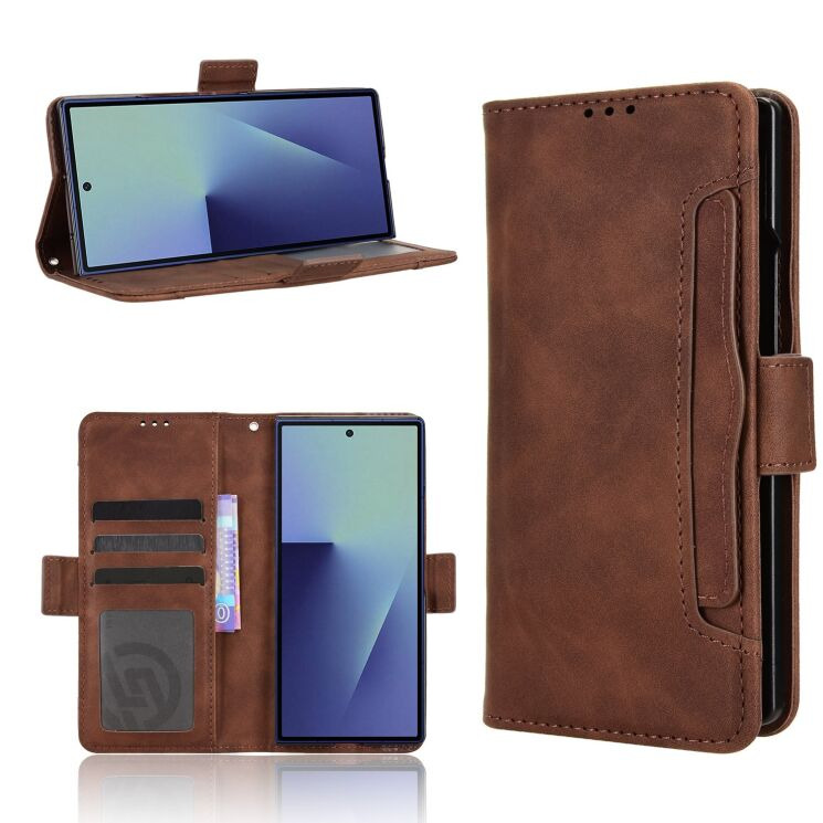 Чехол-книжка с карманами Deexe Wallet Stand (FF) для Samsung Galaxy Fold 8 Ultra - Brown: фото 8 из 8