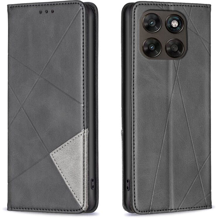Чохол-книжка з кишеньками UniCase Geometric Pattern для Motorola Moto G77 - Black: фото 1 з 10