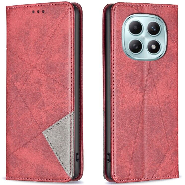 Чехол-книжка с карманами UniCase Geometric Pattern для Xiaomi Redmi Note 15 Pro Plus / Poco M8 Pro 5G - Red: фото 1 из 10