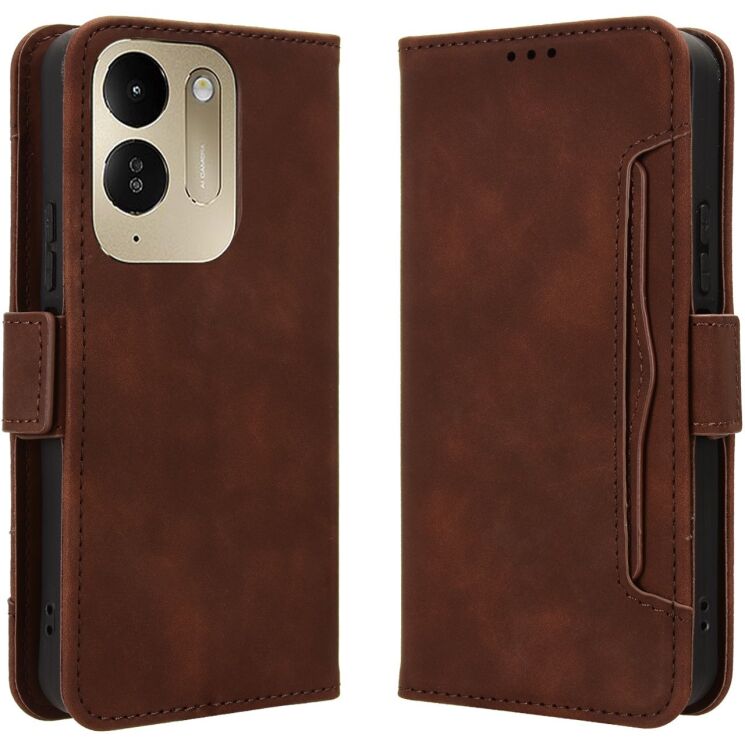 Чехол-книжка с кармашками Deexe Wallet Stand для Xiaomi Poco C95 Pro - Brown (429205Z) Чехол-книжка с кармашками Deexe Wallet Stand для Xiaomi Poco C95 Pro - Brown: фото 1 из 15