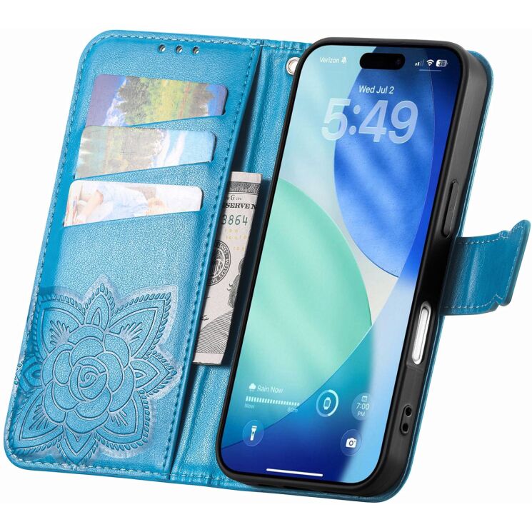Чохол-книжка з малюнком UniCase Butterfly Pattern для iPhone 18 Pro Max / 17 Pro Max - Blue: фото 2 з 9