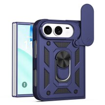 Чохол (PC+TPU) з підставкою Deexe Armor Shield (FF) для iPhone Duo - Blue: фото 1 з 9