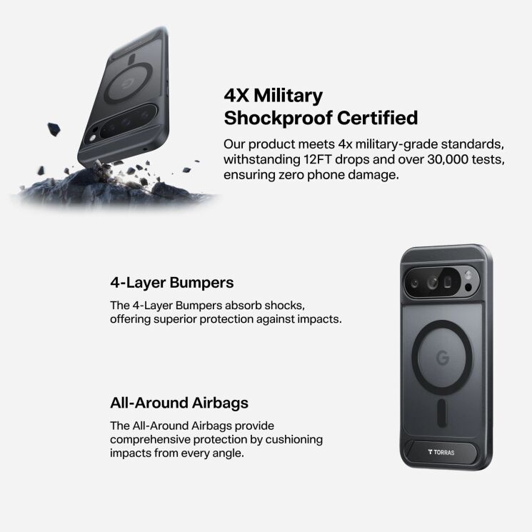 Чохол з підставкою TORRAS Ostand L1 (with MagSafe) для Google Pixel 10 / 10 Pro - Black: фото 7 з 7