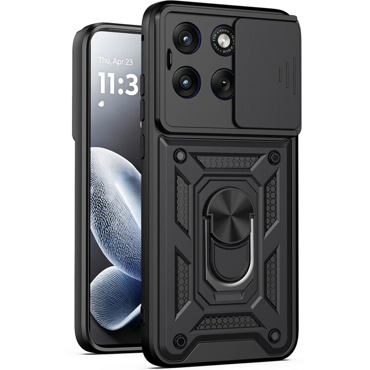 Чехол с защитой камеры Deexe Armor Shield для Motorola Edge 70 Fusion - Black: фото 1 из 9