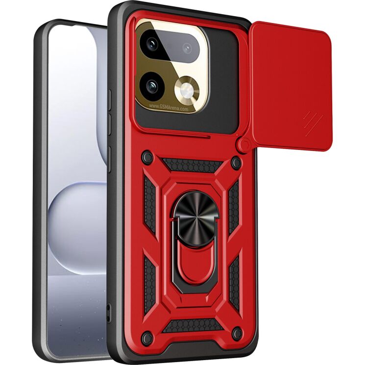 Чехол с защитой камеры Deexe Armor Shield для Realme 16 Pro - Red: фото 1 из 9