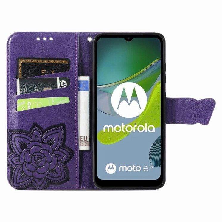 Чохол UniCase Butterfly Pattern для Motorola Moto E13 - Purple: фото 2 з 10