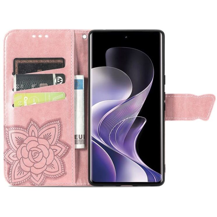 Чехол UniCase Butterfly Pattern для Xiaomi Redmi Note 14 Pro Plus - Rose Gold: фото 2 из 9