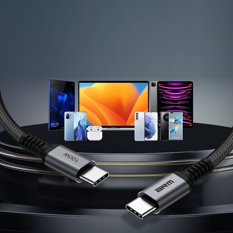 Кабель ArmorStandart Aluminum Alloy 100W Type-C to Type-C (1m) - Black / Gray: фото 5 з 5