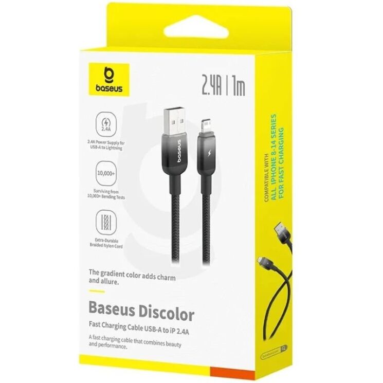 Кабель Baseus Discolor Series USB to Lightning (2.4A, 1m) P10374900 - Cluster Black: фото 2 из 21