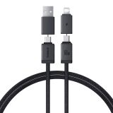 Кабель Baseus Versatile 2 in 2 Type-C+USB to Type-C+Lightning (3.5A, 60W, 1m) P10383000121-01 - Black: фото 1 з 24