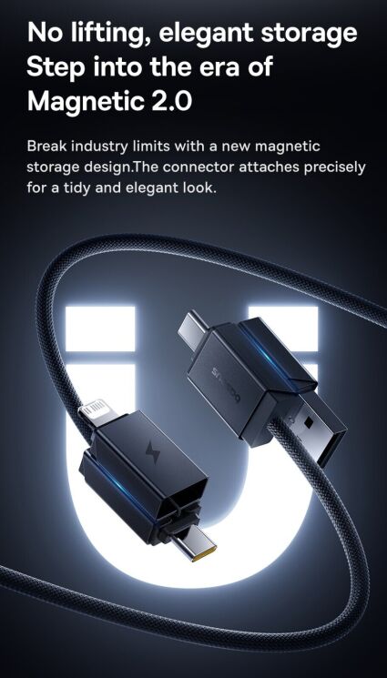 Кабель Baseus Versatile 2 in 2 Type-C+USB to Type-C+Lightning (3.5A, 60W, 1m) P10383000121-01 - Black: фото 13 з 24