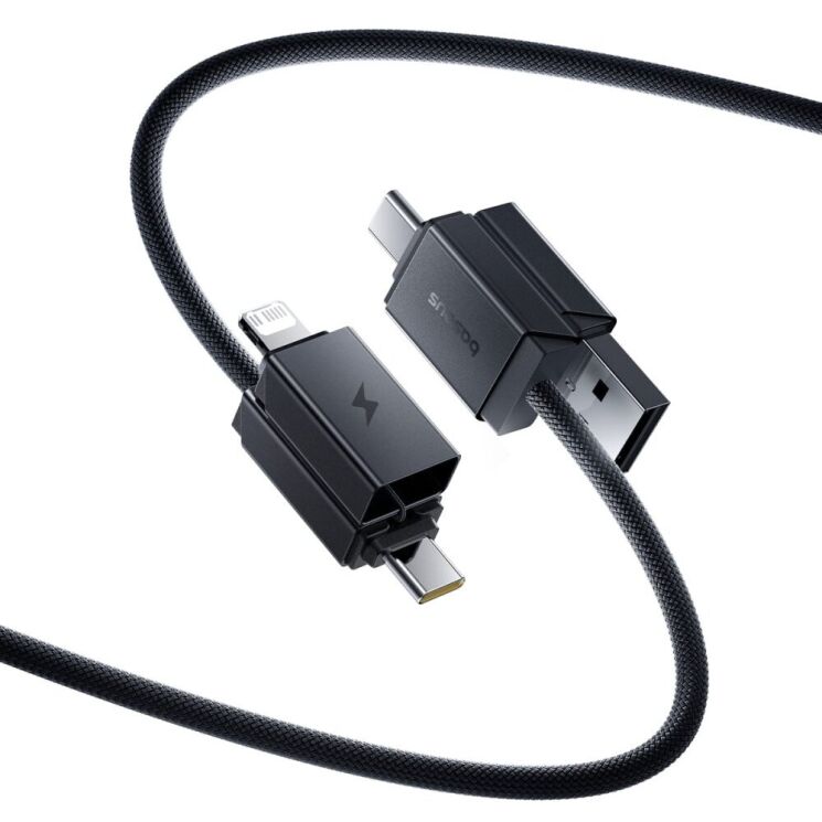 Кабель Baseus Versatile 2 in 2 Type-C+USB to Type-C+Lightning (3.5A, 60W, 1m) P10383000121-01 - Black: фото 2 з 24